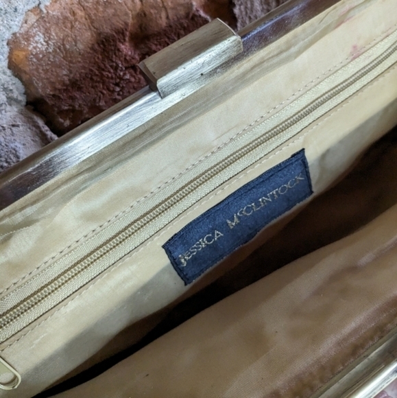 Vintage‎ Jessica McClintock Gold Clutch with Hideaway Chain - Picture 6 of 11